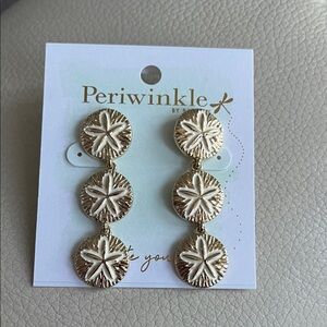 Periwinkle!  Gold and White Starfish Earrings. Long. Beautiful